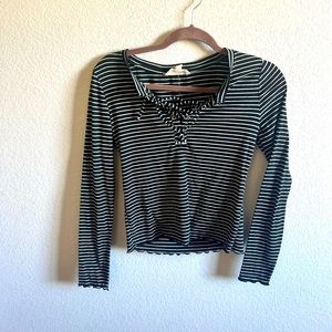 black and white lace up top